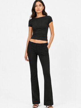 𝅺alice + OLIVIA BLACK MID-RISE STRETCHY STRAIGHT LEG PANTS - XS